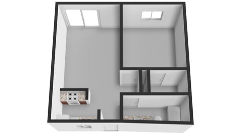 Floor plan for 1 bed, 1 bath, 624 sqft